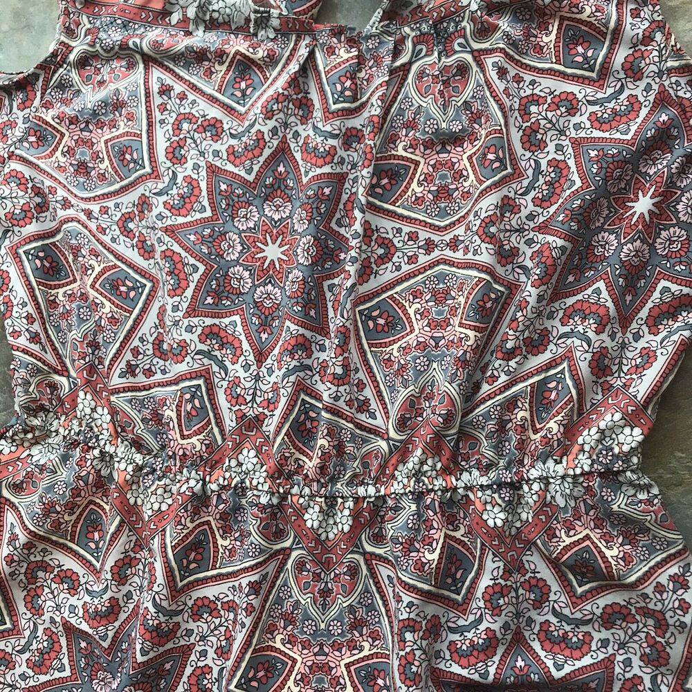 Lauren Conrad Sz XL Dress Cold Shoulder Mandala Floral Boho Ruffle Romantic READ - Picture 4 of 8